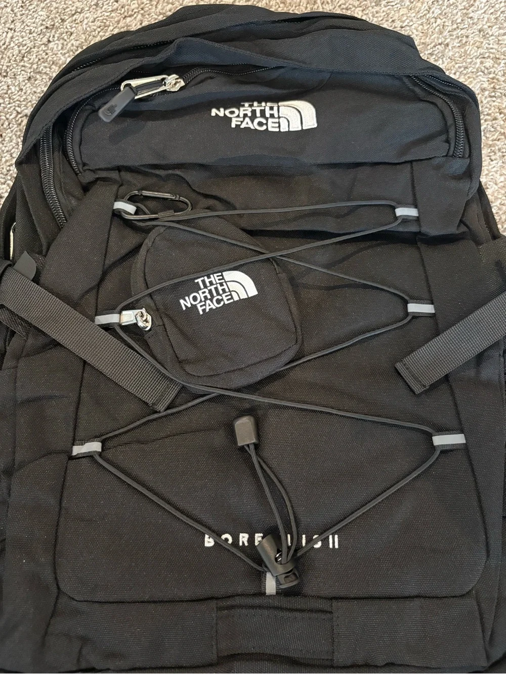 The North Face Black Daypack with Front Bungee and Logo